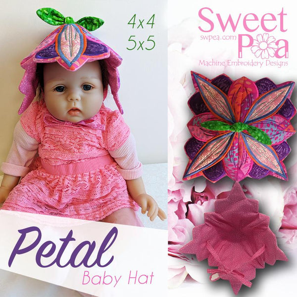 Petal Baby Hat 4x4 5x5 - Sweet Pea Australia In the hoop machine embroidery designs. in the hoop project, in the hoop embroidery designs, craft in the hoop project, diy in the hoop project, diy craft in the hoop project, in the hoop embroidery patterns, design in the hoop patterns, embroidery designs for in the hoop embroidery projects, best in the hoop machine embroidery designs perfect for all hoops and embroidery machines