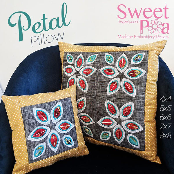 Petal Pillow Quilt Block 4x4 5x5 6x6 7x7 and 8x8 - Sweet Pea Australia In the hoop machine embroidery designs. in the hoop project, in the hoop embroidery designs, craft in the hoop project, diy in the hoop project, diy craft in the hoop project, in the hoop embroidery patterns, design in the hoop patterns, embroidery designs for in the hoop embroidery projects, best in the hoop machine embroidery designs perfect for all hoops and embroidery machines