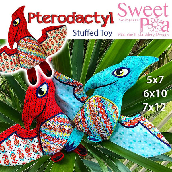 Pterodactyl Stuffed Toy 5x7 6x10 7x12 - Sweet Pea Australia In the hoop machine embroidery designs. in the hoop project, in the hoop embroidery designs, craft in the hoop project, diy in the hoop project, diy craft in the hoop project, in the hoop embroidery patterns, design in the hoop patterns, embroidery designs for in the hoop embroidery projects, best in the hoop machine embroidery designs perfect for all hoops and embroidery machines