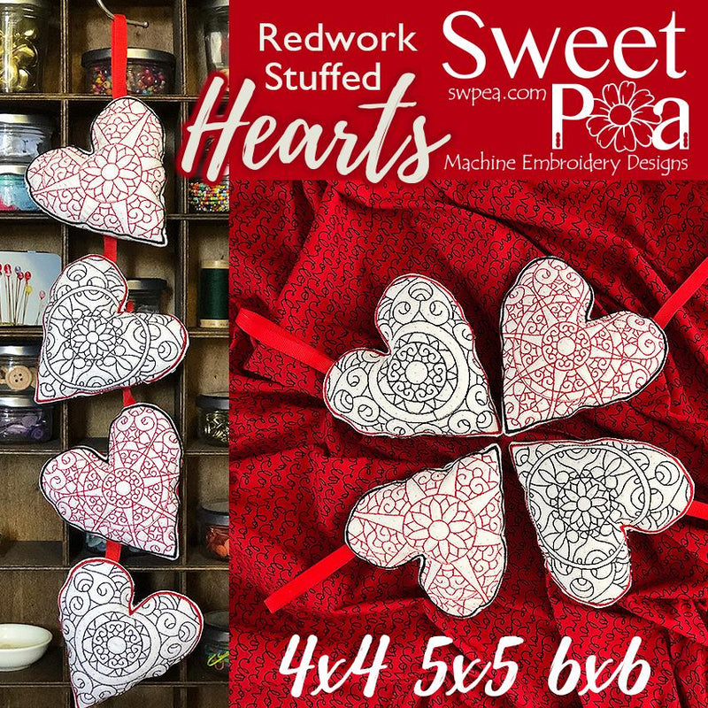 Redwork Hearts Stuffed 4x4 5x5 6x6 - Sweet Pea Australia In the hoop machine embroidery designs. in the hoop project, in the hoop embroidery designs, craft in the hoop project, diy in the hoop project, diy craft in the hoop project, in the hoop embroidery patterns, design in the hoop patterns, embroidery designs for in the hoop embroidery projects, best in the hoop machine embroidery designs perfect for all hoops and embroidery machines