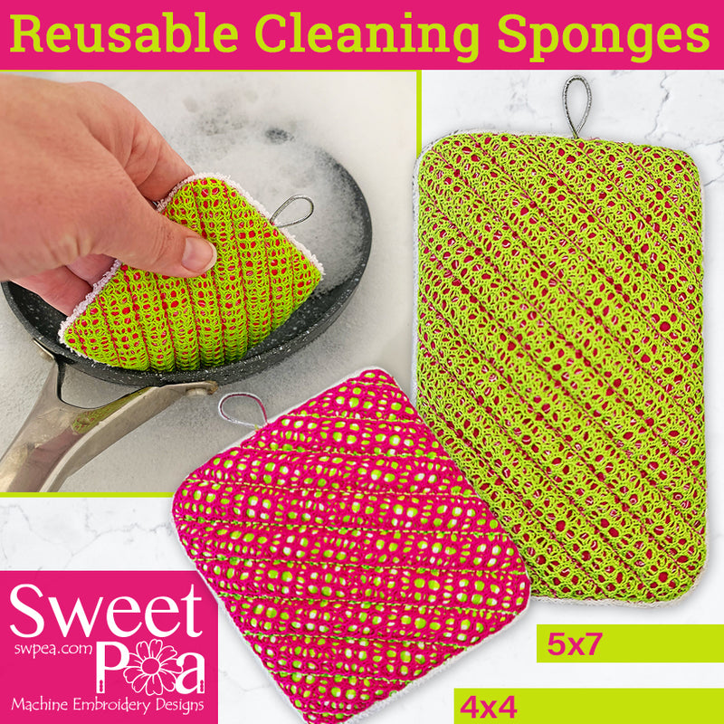 Reusable Cleaning Sponges 4x4 5x7 - Sweet Pea Australia In the hoop machine embroidery designs. in the hoop project, in the hoop embroidery designs, craft in the hoop project, diy in the hoop project, diy craft in the hoop project, in the hoop embroidery patterns, design in the hoop patterns, embroidery designs for in the hoop embroidery projects, best in the hoop machine embroidery designs perfect for all hoops and embroidery machines