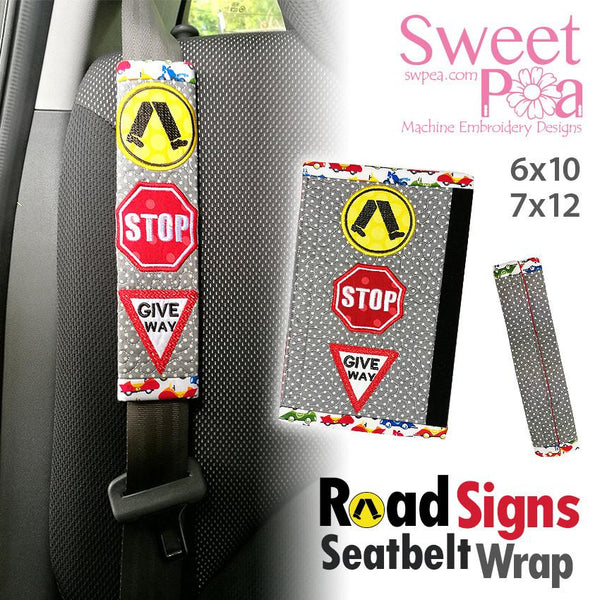 Road Sign Seatbelt Wrap 6x10 and 7x12 - Sweet Pea Australia In the hoop machine embroidery designs. in the hoop project, in the hoop embroidery designs, craft in the hoop project, diy in the hoop project, diy craft in the hoop project, in the hoop embroidery patterns, design in the hoop patterns, embroidery designs for in the hoop embroidery projects, best in the hoop machine embroidery designs perfect for all hoops and embroidery machines
