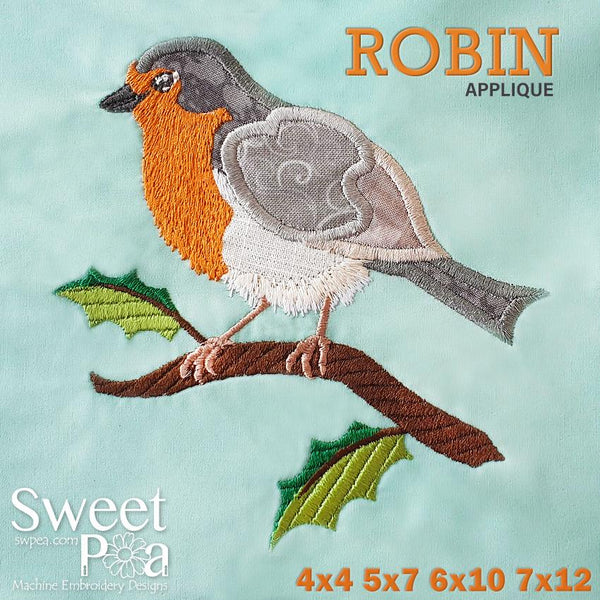 Robin Applique 4x4 5x7 6x10 7x12 - Sweet Pea Australia In the hoop machine embroidery designs. in the hoop project, in the hoop embroidery designs, craft in the hoop project, diy in the hoop project, diy craft in the hoop project, in the hoop embroidery patterns, design in the hoop patterns, embroidery designs for in the hoop embroidery projects, best in the hoop machine embroidery designs perfect for all hoops and embroidery machines