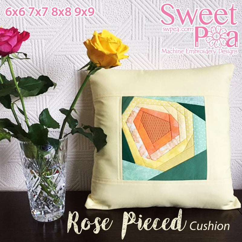 Rose Pieced Cushion and Quilt Block 6x6 7x7 8x8 9x9 - Sweet Pea Australia In the hoop machine embroidery designs. in the hoop project, in the hoop embroidery designs, craft in the hoop project, diy in the hoop project, diy craft in the hoop project, in the hoop embroidery patterns, design in the hoop patterns, embroidery designs for in the hoop embroidery projects, best in the hoop machine embroidery designs perfect for all hoops and embroidery machines