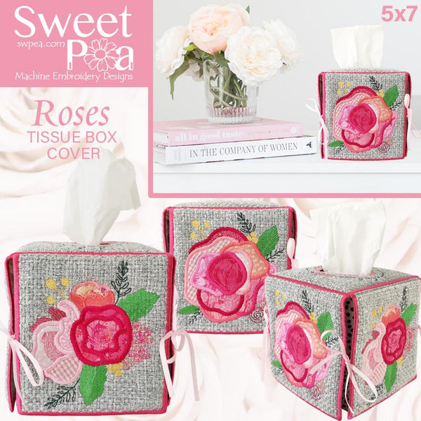 Roses Tissue Box 5x7 - Sweet Pea Australia In the hoop machine embroidery designs. in the hoop project, in the hoop embroidery designs, craft in the hoop project, diy in the hoop project, diy craft in the hoop project, in the hoop embroidery patterns, design in the hoop patterns, embroidery designs for in the hoop embroidery projects, best in the hoop machine embroidery designs perfect for all hoops and embroidery machines