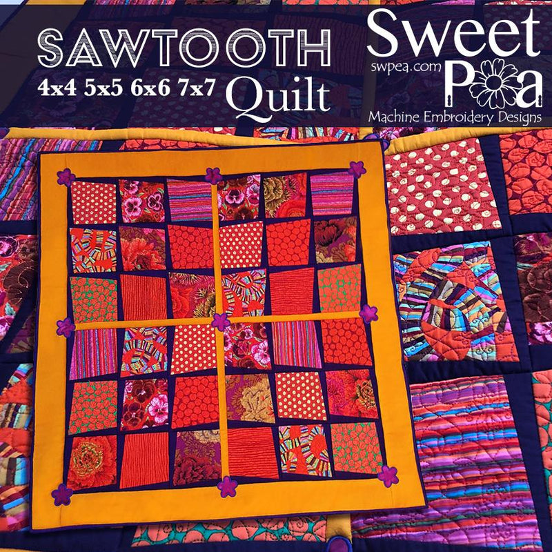 Sawtooth Quilt 4x4 5x5 6x6 7x7 - Sweet Pea Australia In the hoop machine embroidery designs. in the hoop project, in the hoop embroidery designs, craft in the hoop project, diy in the hoop project, diy craft in the hoop project, in the hoop embroidery patterns, design in the hoop patterns, embroidery designs for in the hoop embroidery projects, best in the hoop machine embroidery designs perfect for all hoops and embroidery machines