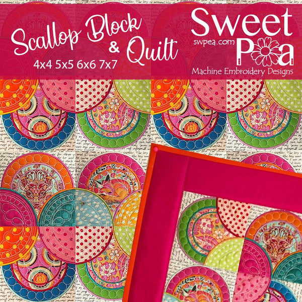 Scallop Block and Quilt 4x4 5x5 6x6 7x7 - Sweet Pea Australia In the hoop machine embroidery designs. in the hoop project, in the hoop embroidery designs, craft in the hoop project, diy in the hoop project, diy craft in the hoop project, in the hoop embroidery patterns, design in the hoop patterns, embroidery designs for in the hoop embroidery projects, best in the hoop machine embroidery designs perfect for all hoops and embroidery machines