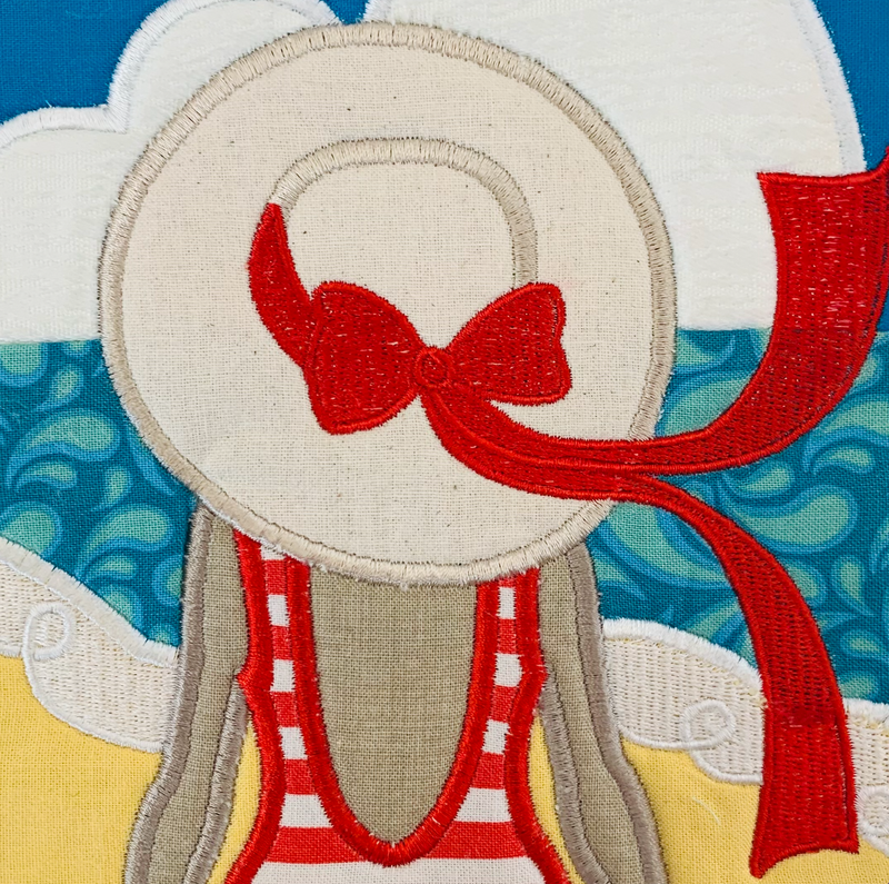 Lady at the Beach Mugrug 5x7 6x10 7x12 - Sweet Pea Australia In the hoop machine embroidery designs. in the hoop project, in the hoop embroidery designs, craft in the hoop project, diy in the hoop project, diy craft in the hoop project, in the hoop embroidery patterns, design in the hoop patterns, embroidery designs for in the hoop embroidery projects, best in the hoop machine embroidery designs perfect for all hoops and embroidery machines