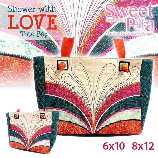 Shower with Love Tote Bag 6x10 8x12 - Sweet Pea Australia In the hoop machine embroidery designs. in the hoop project, in the hoop embroidery designs, craft in the hoop project, diy in the hoop project, diy craft in the hoop project, in the hoop embroidery patterns, design in the hoop patterns, embroidery designs for in the hoop embroidery projects, best in the hoop machine embroidery designs perfect for all hoops and embroidery machines