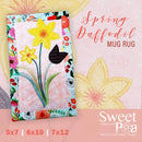 Spring Daffodil Mug Rug 5x7 6x10 7x12 - Sweet Pea Australia In the hoop machine embroidery designs. in the hoop project, in the hoop embroidery designs, craft in the hoop project, diy in the hoop project, diy craft in the hoop project, in the hoop embroidery patterns, design in the hoop patterns, embroidery designs for in the hoop embroidery projects, best in the hoop machine embroidery designs perfect for all hoops and embroidery machines
