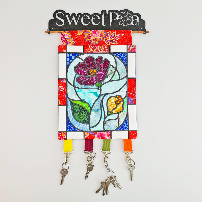 Stained Glass Key Hanger 5x7 6x10 7x12 - Sweet Pea Australia In the hoop machine embroidery designs. in the hoop project, in the hoop embroidery designs, craft in the hoop project, diy in the hoop project, diy craft in the hoop project, in the hoop embroidery patterns, design in the hoop patterns, embroidery designs for in the hoop embroidery projects, best in the hoop machine embroidery designs perfect for all hoops and embroidery machines