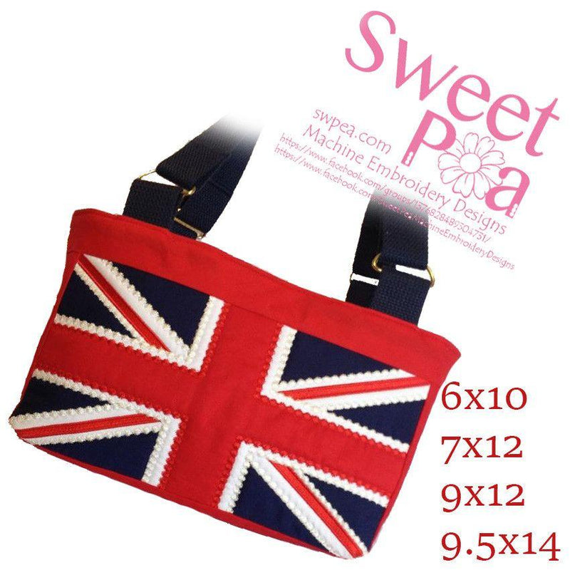 UK Flag Tote 6x10 7x12 9x12 9.5x14 - Sweet Pea Australia In the hoop machine embroidery designs. in the hoop project, in the hoop embroidery designs, craft in the hoop project, diy in the hoop project, diy craft in the hoop project, in the hoop embroidery patterns, design in the hoop patterns, embroidery designs for in the hoop embroidery projects, best in the hoop machine embroidery designs perfect for all hoops and embroidery machines