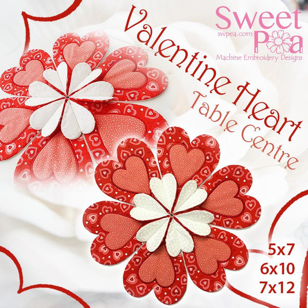 Valentines Hearts Table Centre 5x7 6x10 7x12 - Sweet Pea Australia In the hoop machine embroidery designs. in the hoop project, in the hoop embroidery designs, craft in the hoop project, diy in the hoop project, diy craft in the hoop project, in the hoop embroidery patterns, design in the hoop patterns, embroidery designs for in the hoop embroidery projects, best in the hoop machine embroidery designs perfect for all hoops and embroidery machines