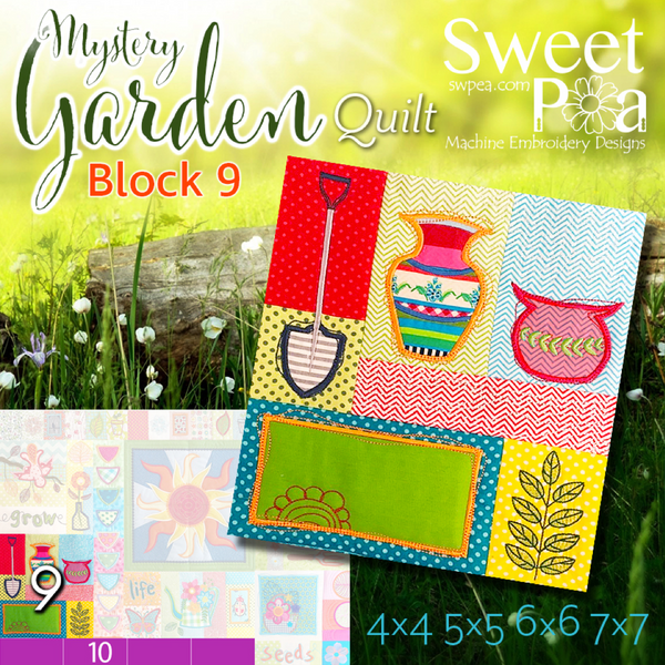 Mystery Garden BOM Sew Along Quilt Block 9 - Sweet Pea Australia In the hoop machine embroidery designs. in the hoop project, in the hoop embroidery designs, craft in the hoop project, diy in the hoop project, diy craft in the hoop project, in the hoop embroidery patterns, design in the hoop patterns, embroidery designs for in the hoop embroidery projects, best in the hoop machine embroidery designs perfect for all hoops and embroidery machines