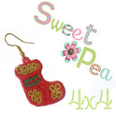 Christmas stocking FSL earrings - Sweet Pea Australia In the hoop machine embroidery designs. in the hoop project, in the hoop embroidery designs, craft in the hoop project, diy in the hoop project, diy craft in the hoop project, in the hoop embroidery patterns, design in the hoop patterns, embroidery designs for in the hoop embroidery projects, best in the hoop machine embroidery designs perfect for all hoops and embroidery machines